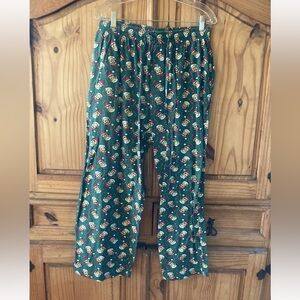 Mens Accents by Isaco green Santa monkey Christmas pajama lounge pants - size L